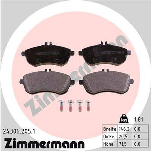 Zimmermann Brake Pad Set, 24306.205.1 24306.205.1